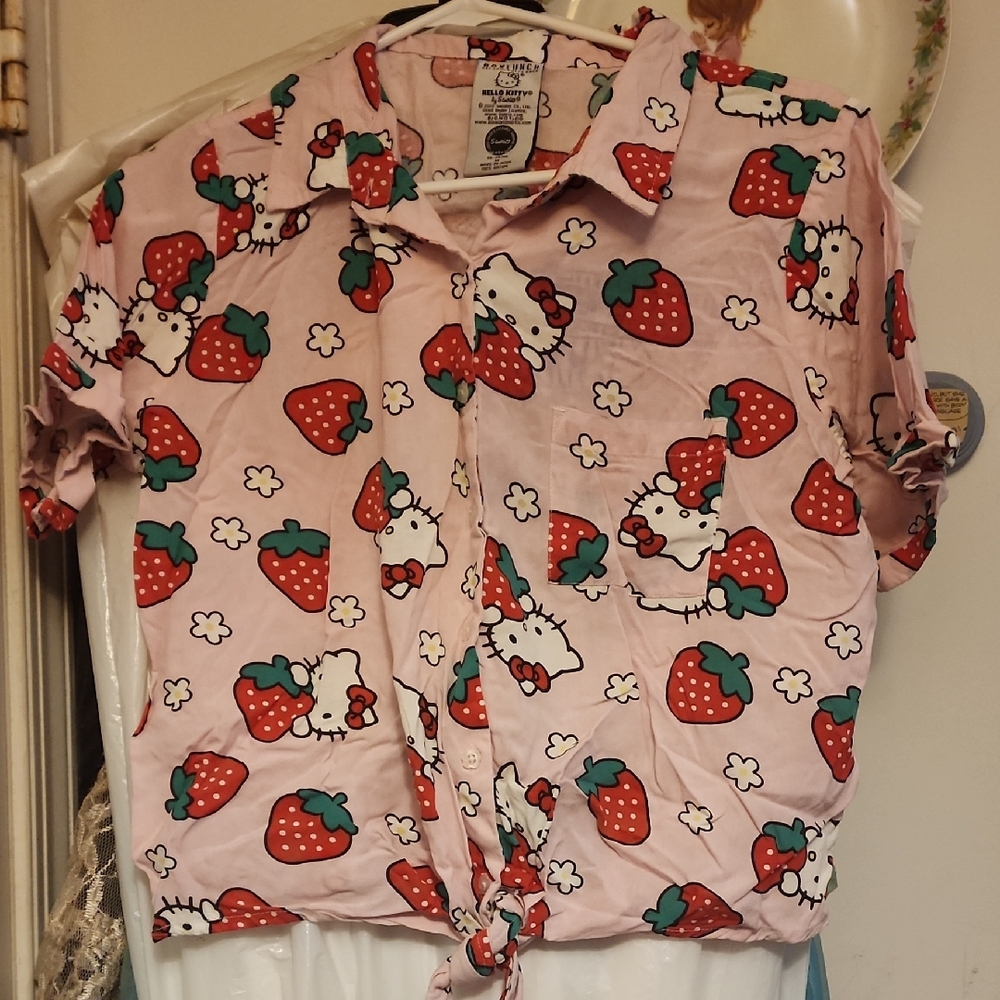 Hello Kitty Pink Button Down Shirt